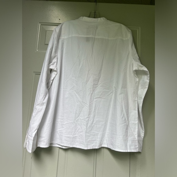 JCrew Ruffle-trim cotton poplin button-up shirt size 18 White - Picture 8 of 14